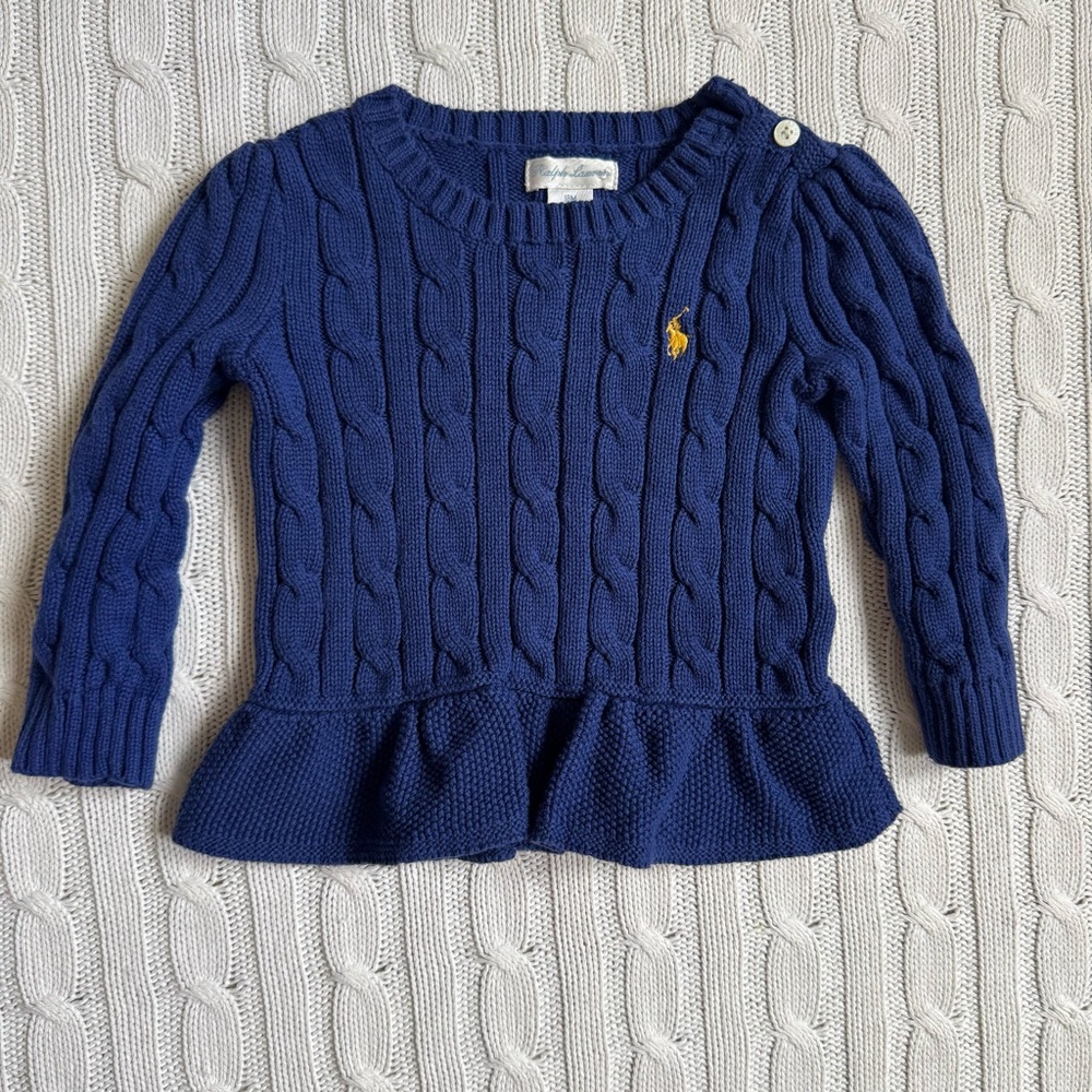 Polo Ralph Lauren Baby Girls Cable Knit Sweater 18 Mo EUC Long Sleeve Top Chic